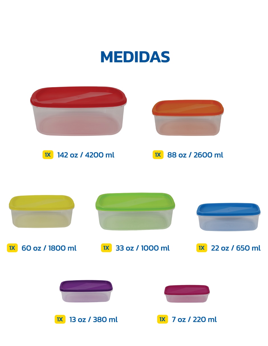 Kit de contenedores tuppers de plástico 7 piezas 6