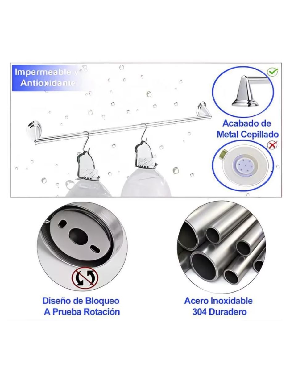 Juego de accesorios para baño de acero inoxidable 6 piezas