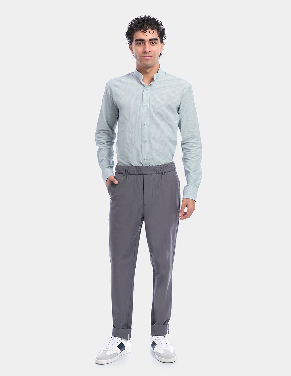Camisa business casual manga larga para hombre 5