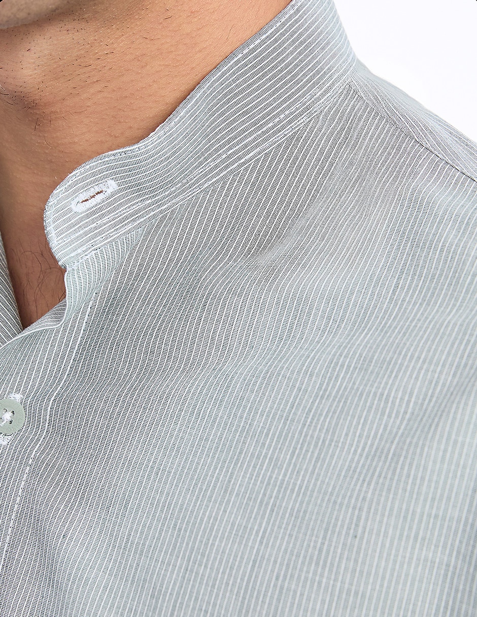 Camisa business casual manga larga para hombre 8