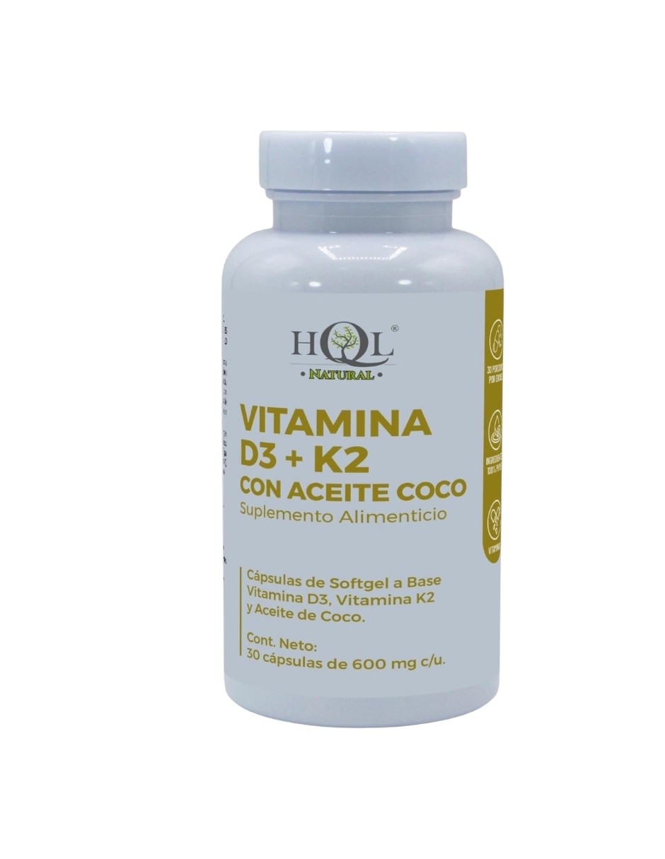 Vitamina D3 + K2 con aceite de coco 30 sofgel de 600 g