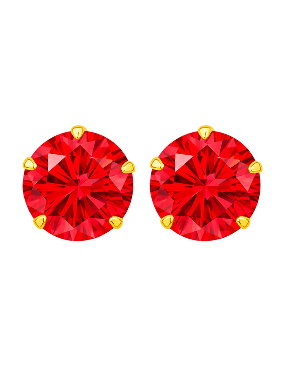 Broqueles de oro 14 k con acabado brillante zirconia Broqueles de oro 14 k con acabado brillante zirconia
