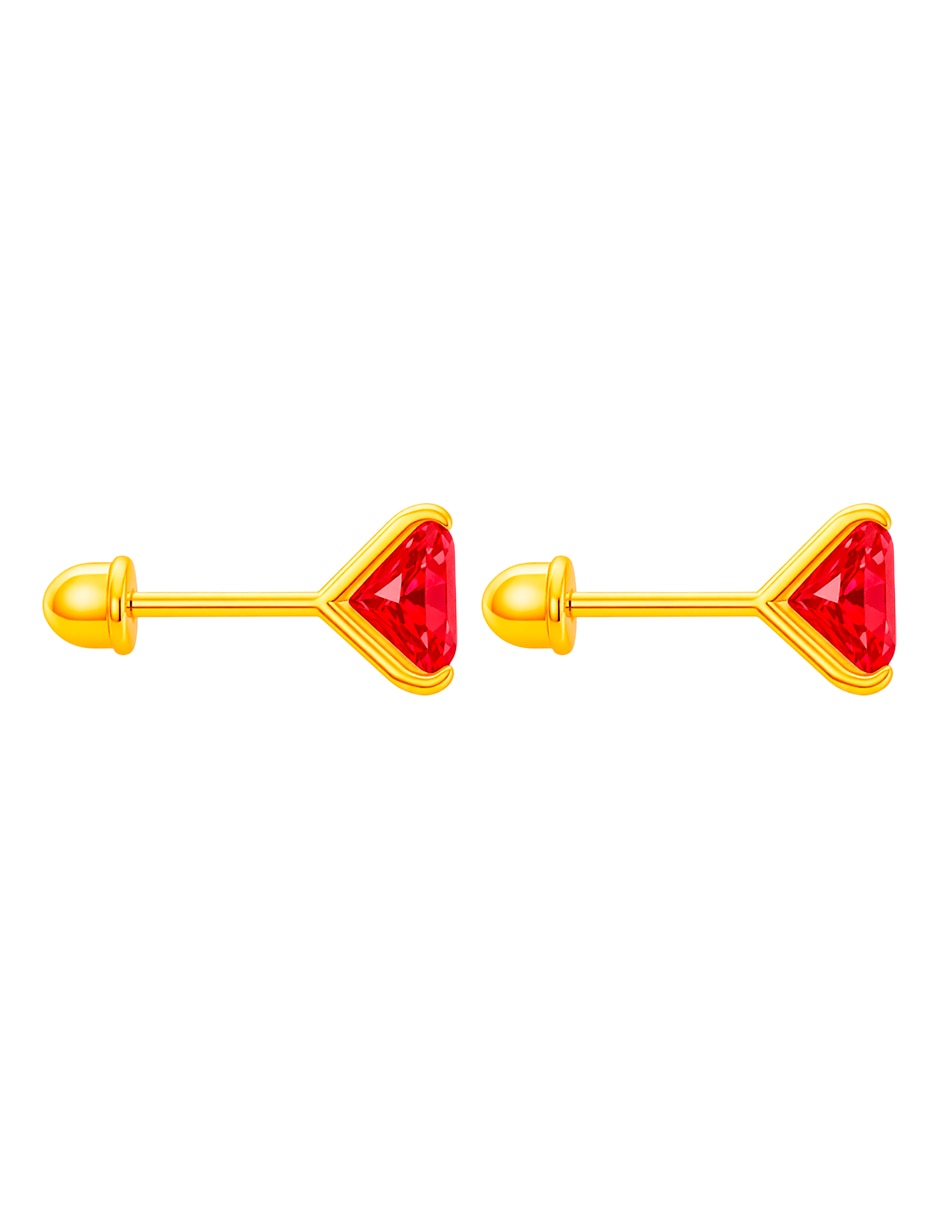 Broqueles de oro 14 k con acabado brillante zirconia 4