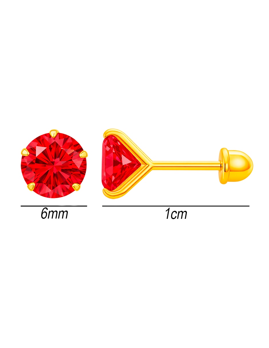 Broqueles de oro 14 k con acabado brillante zirconia 5