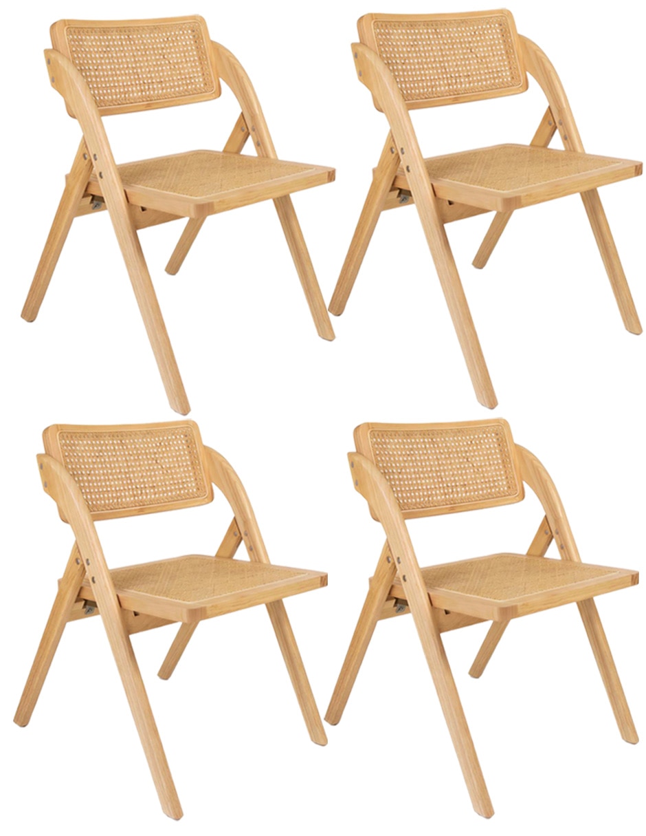 Juego de sillas 4 piezas Silla Ratan Dolce de Madera Juego de sillas 4 piezas Silla Ratan Dolce de Madera