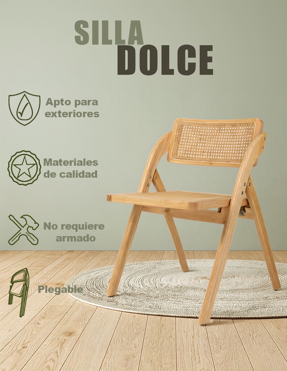 Juego de sillas 4 piezas Silla Ratan Dolce de Madera 3