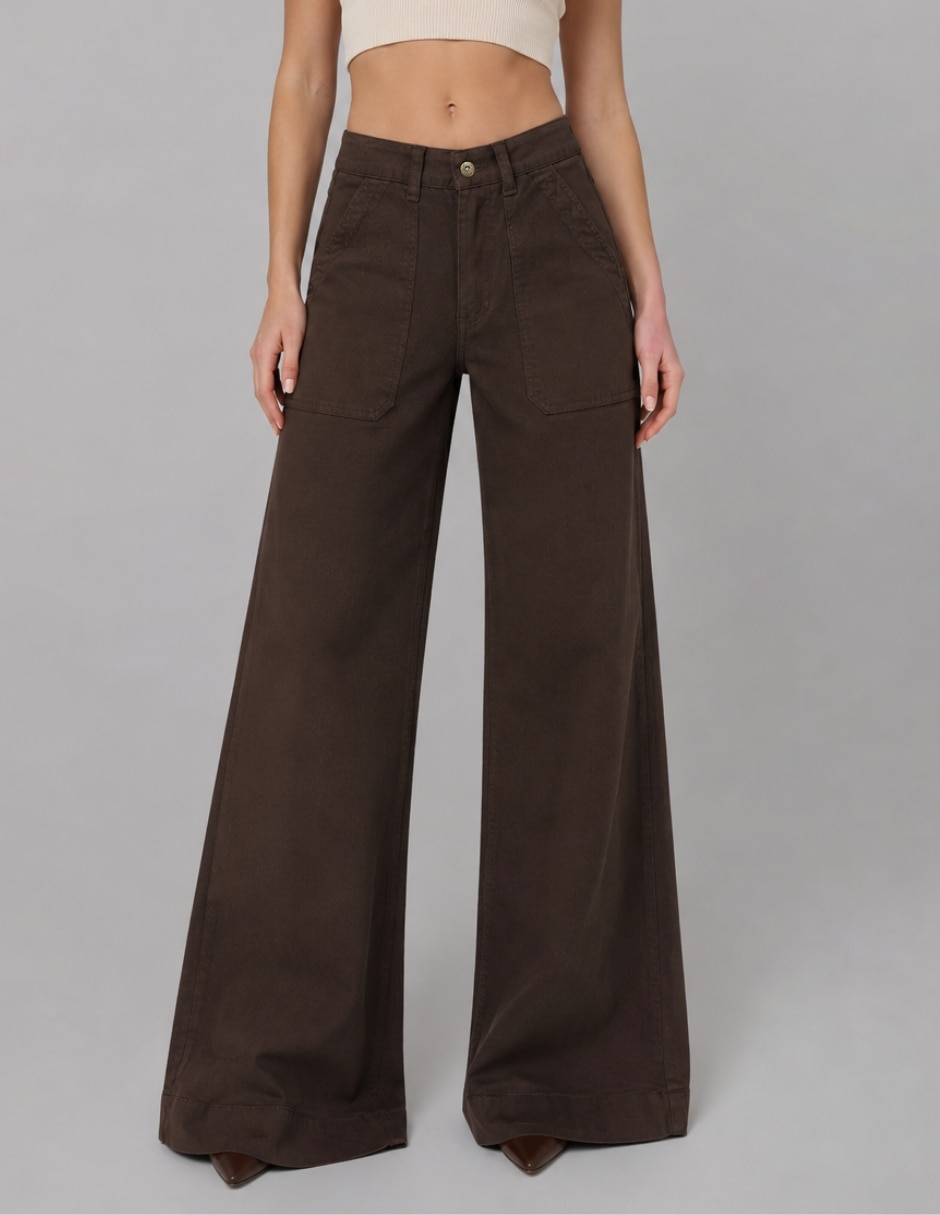 Jeans wide leg cintura alta para mujer