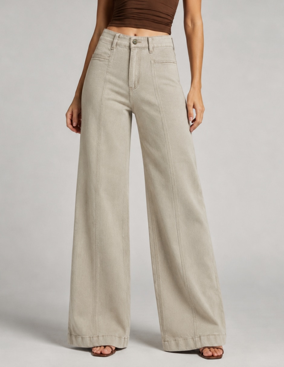 Jeans wide leg cintura alta para mujer