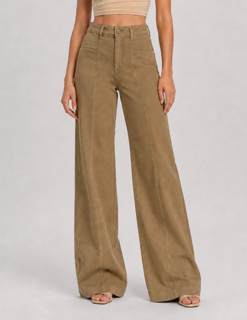Jeans wide leg cintura alta para mujer 1