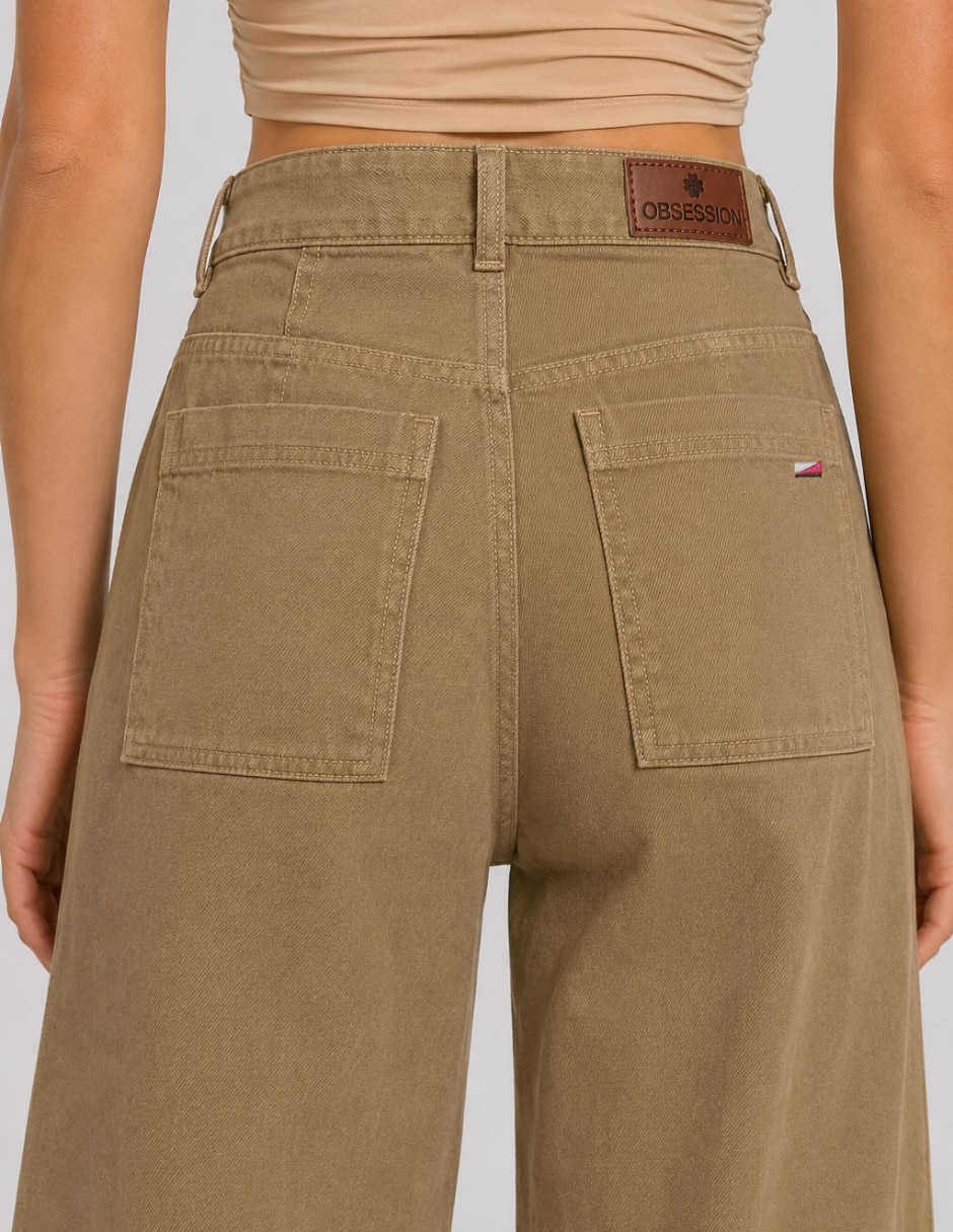 Jeans wide leg cintura alta para mujer 3