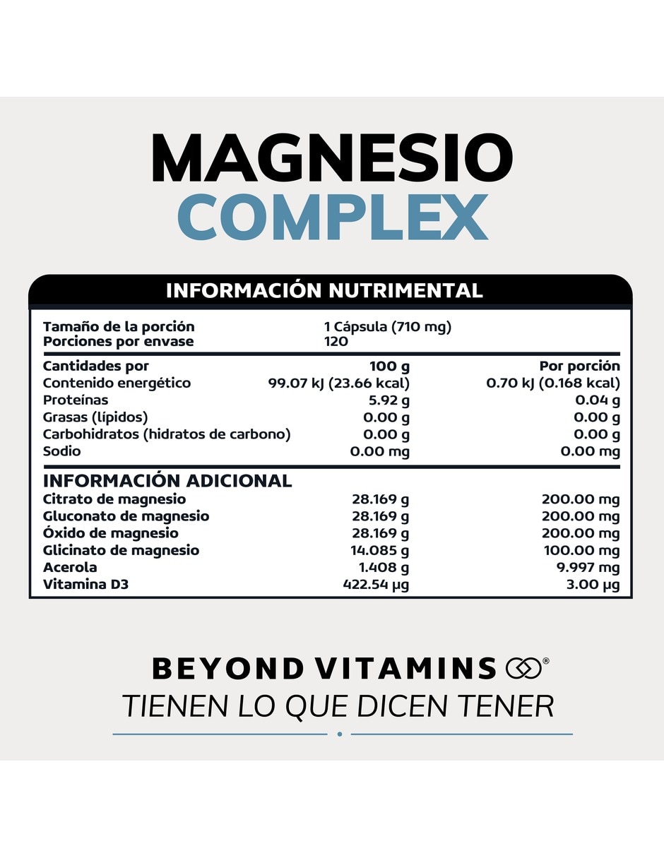 Magnesio Complex de 120 cápsulas