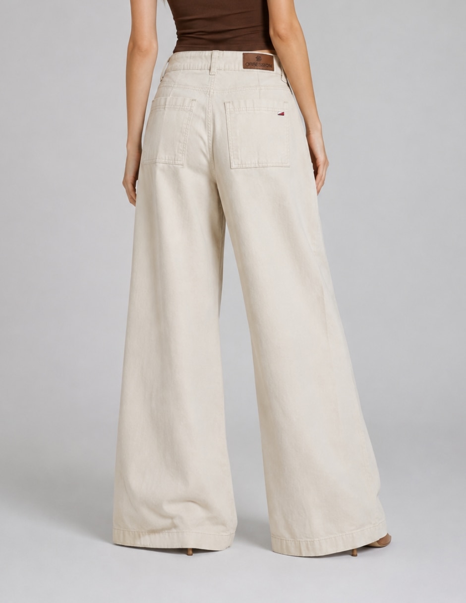 Jeans wide leg cintura alta para mujer 5