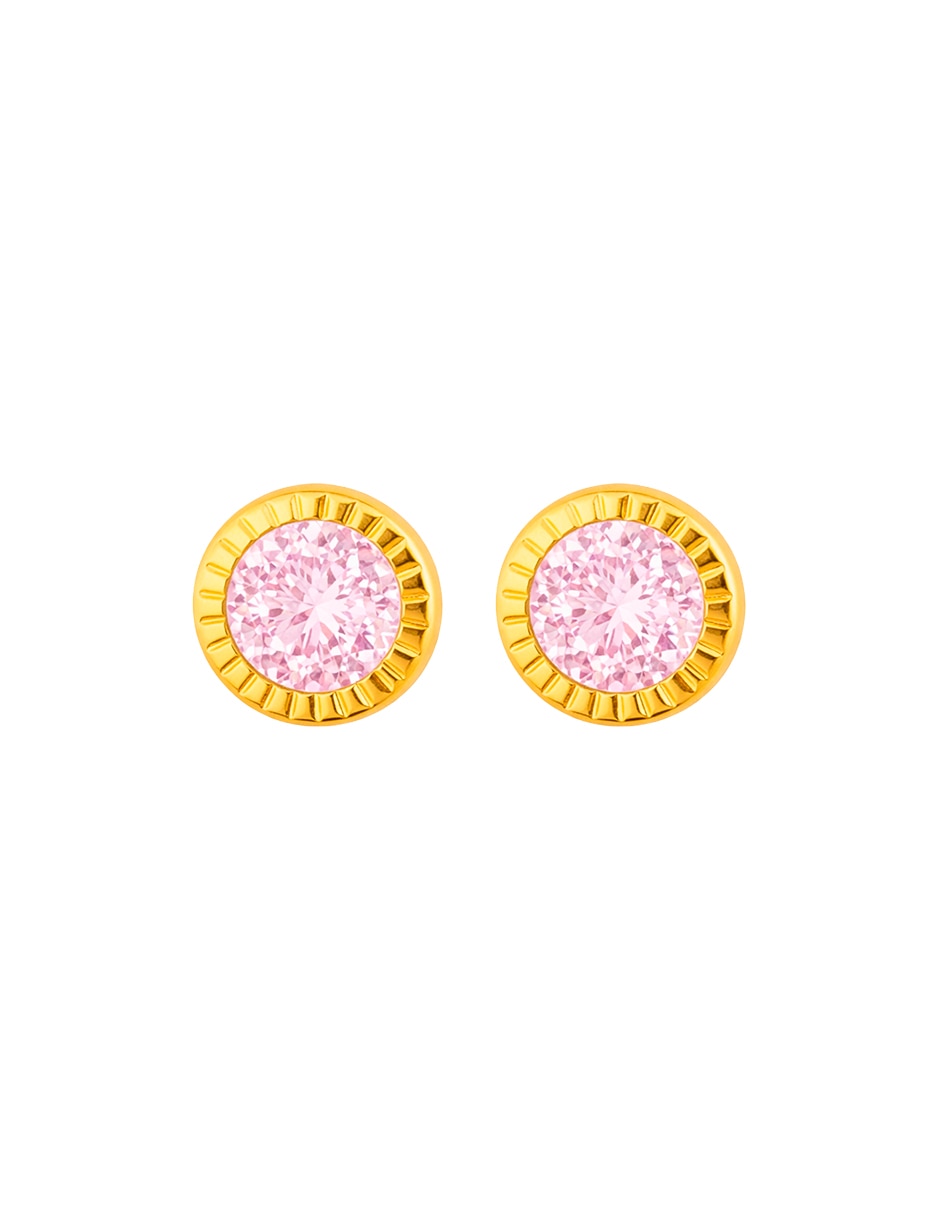 Broqueles de Oro amarillo 10 K con acabado brillante zirconia Broqueles de Oro amarillo 10 K con acabado brillante zirconia