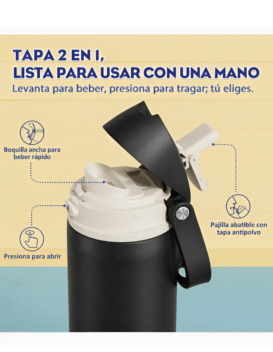 Termo de acero inoxidable con tapa flip top