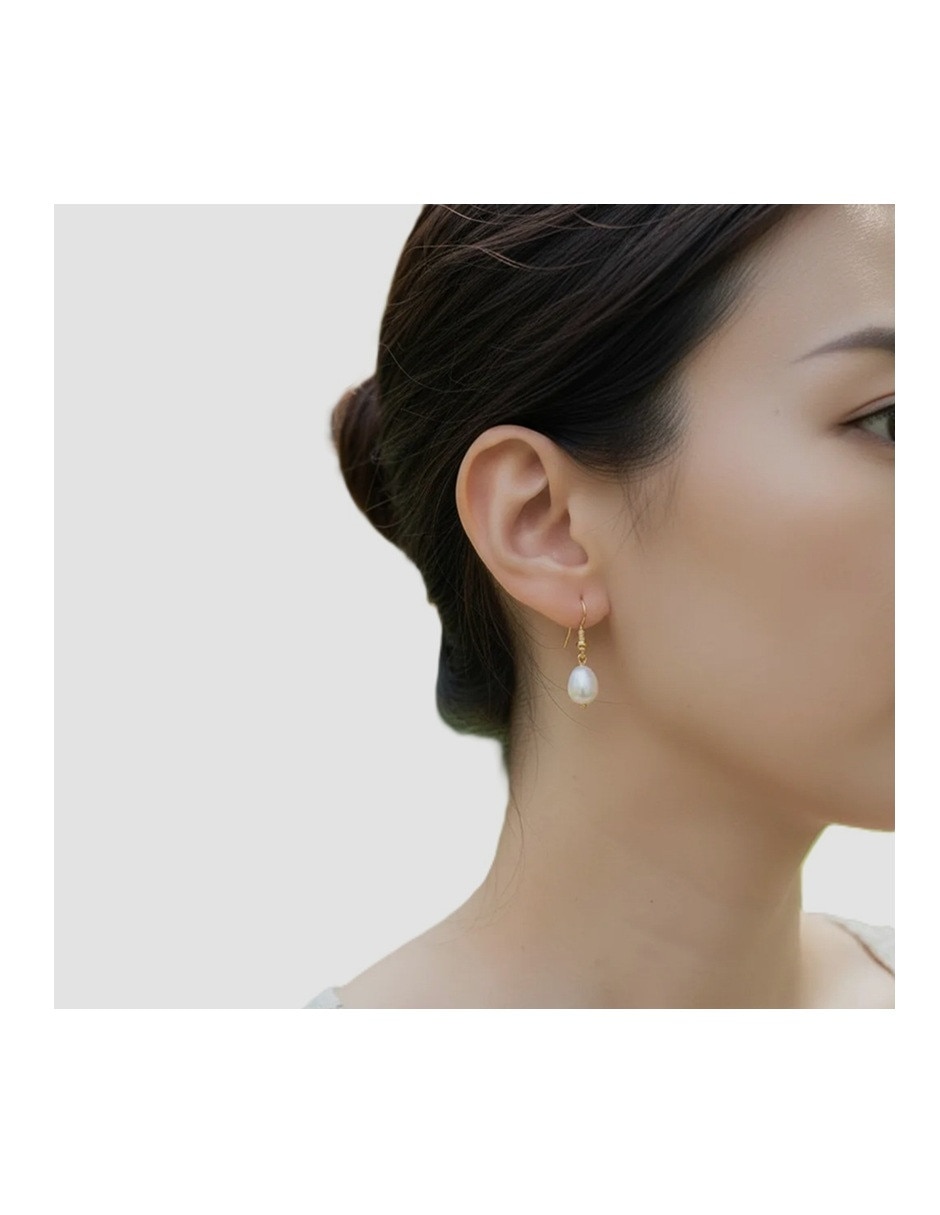 Aretes largos méxico clásico de oro amarillo 14 k con acabado pulido perla