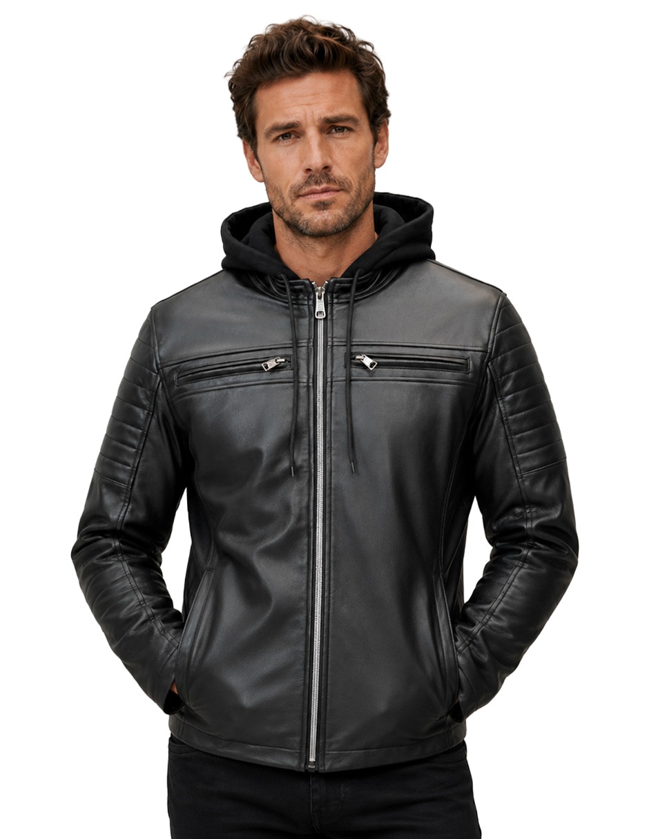 Chamarra casual con capucha desmontable para hombre 1