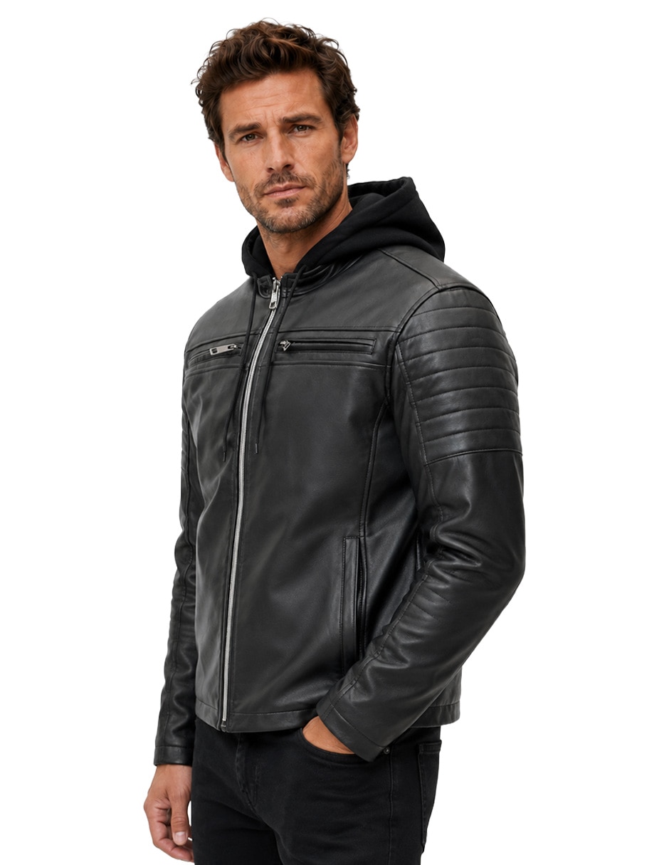 Chamarra casual con capucha desmontable para hombre 4