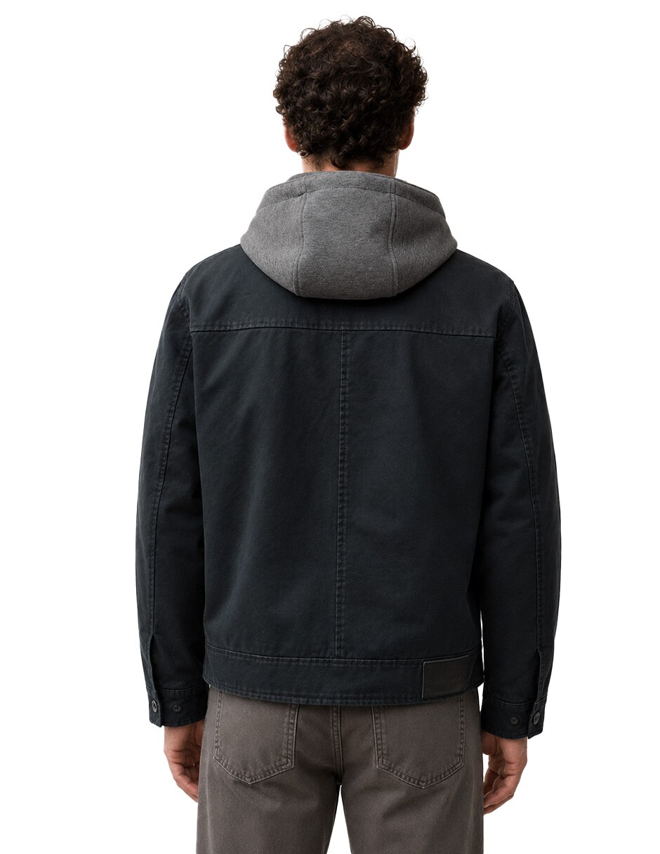 Chamarra Casual No de Algodón Capucha desmontable para hombre 2