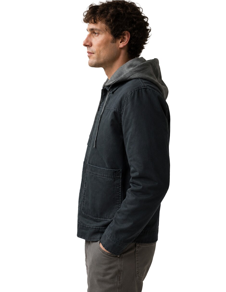 Chamarra Casual No de Algodón Capucha desmontable para hombre 3