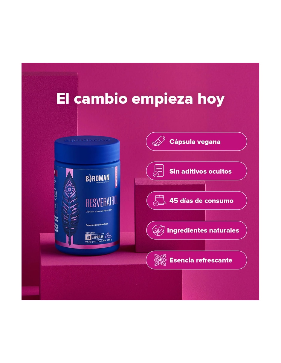 Resveratrol 300 mg Birdman con resveratrol de 45 cápsulas 5