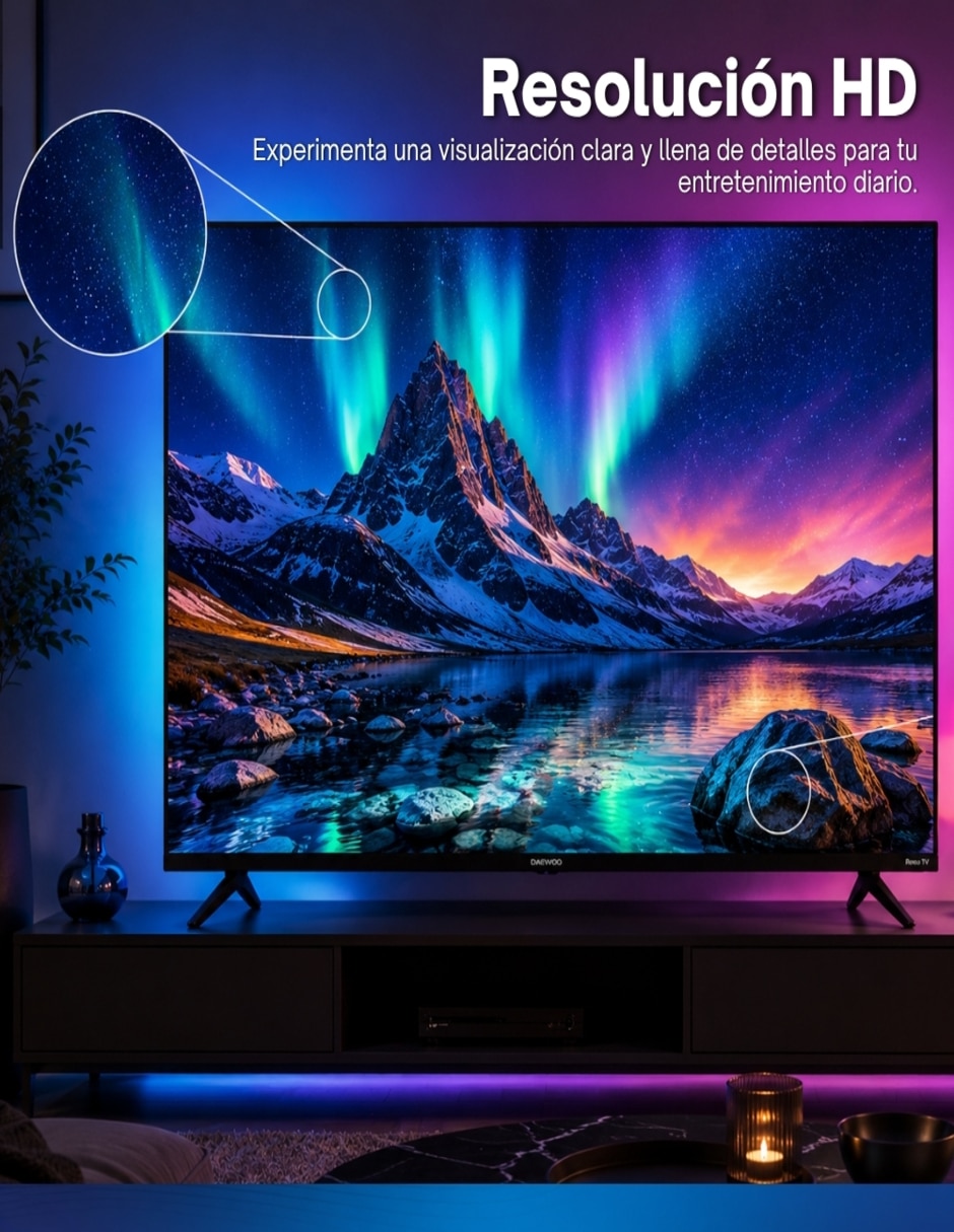 Pantalla Smart TV LED de 32 pulgadas HD DAW32R con Roku TV