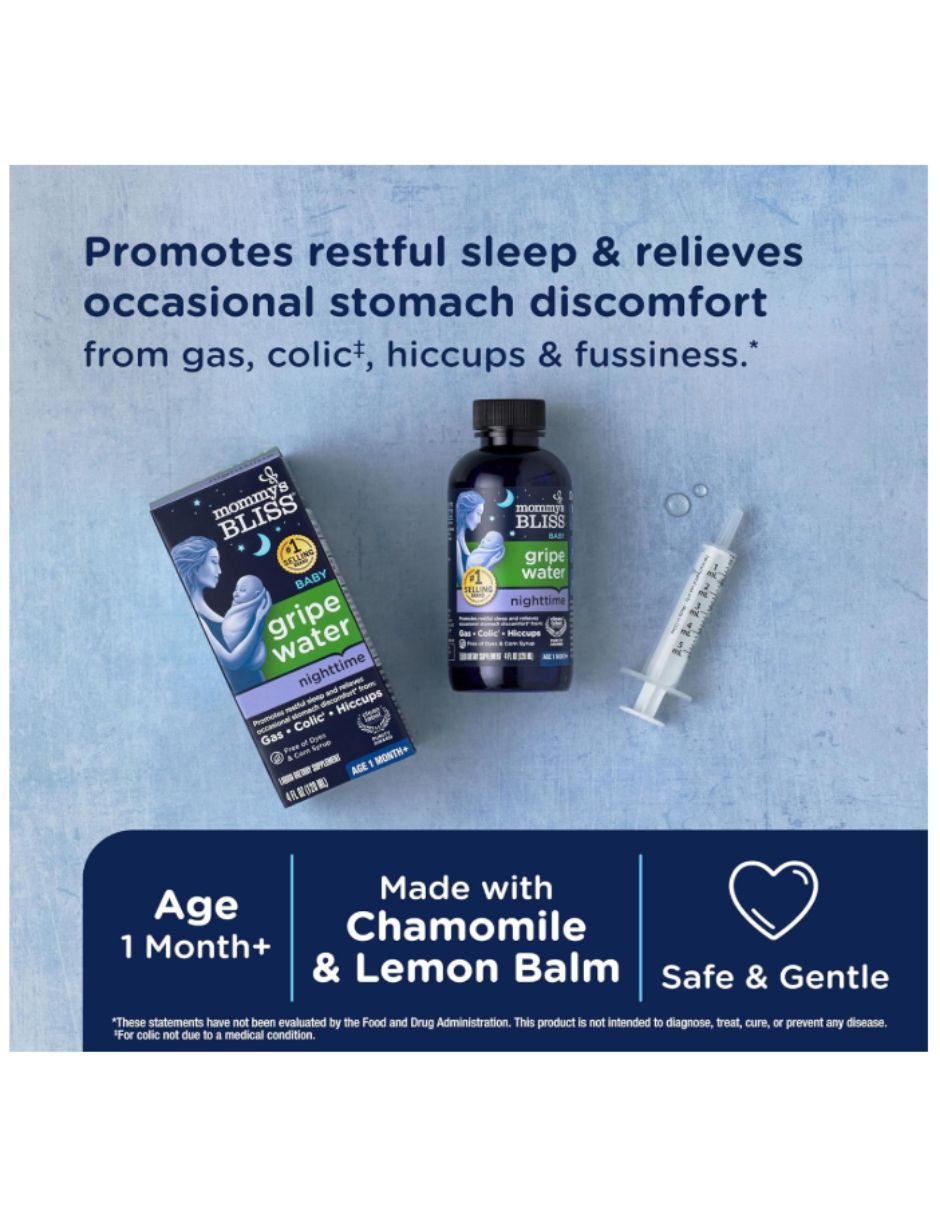 Gel para malestar estomacal Mommy's Bliss Gripe Water Night Orgánico 120 ml 5