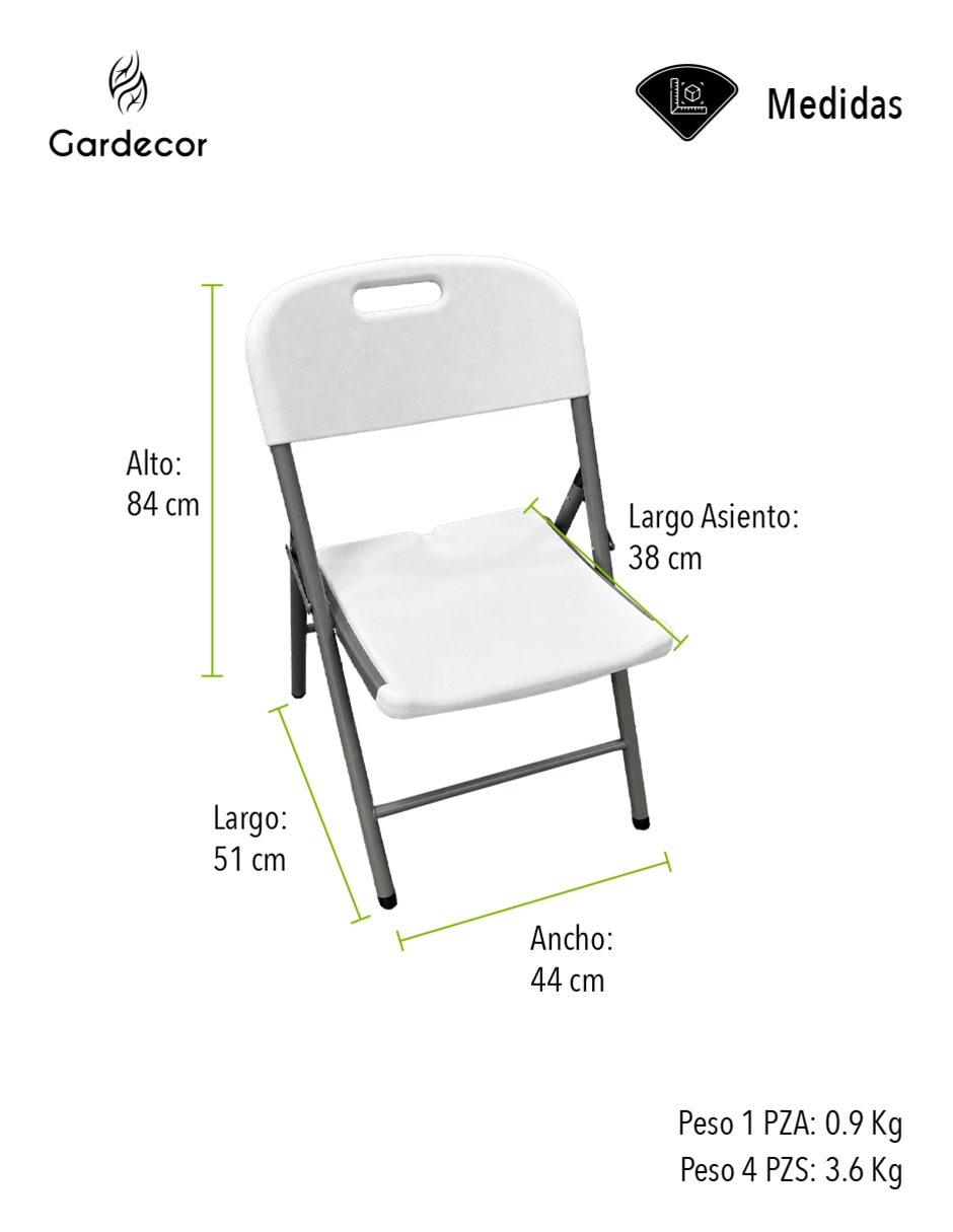 Silla plegable 4 piezas de polietileno 7