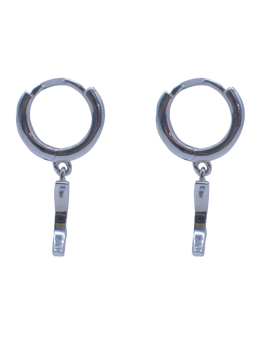 Aretes de luna de plata con acabado plateado