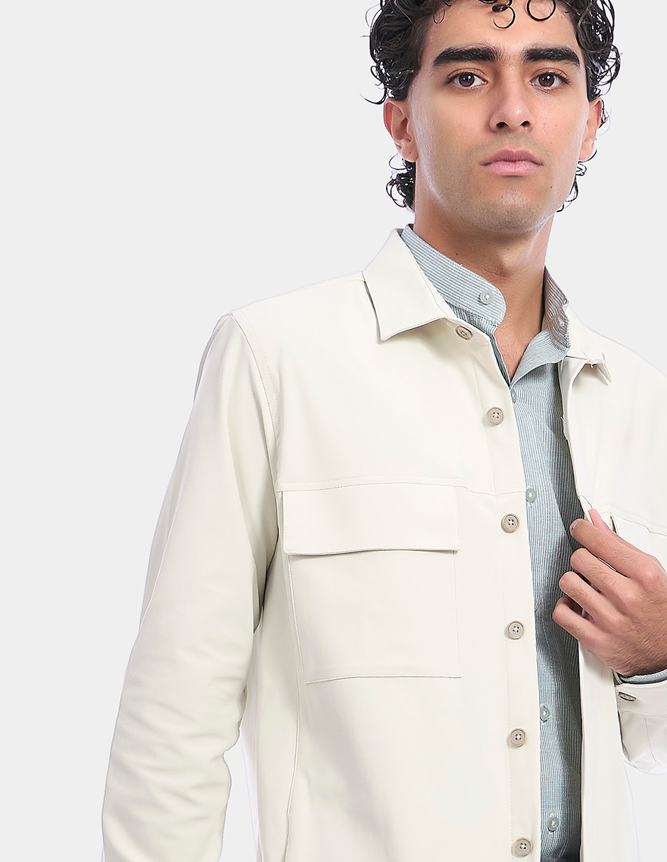 Sobrecamisa business casual manga larga para hombre 4