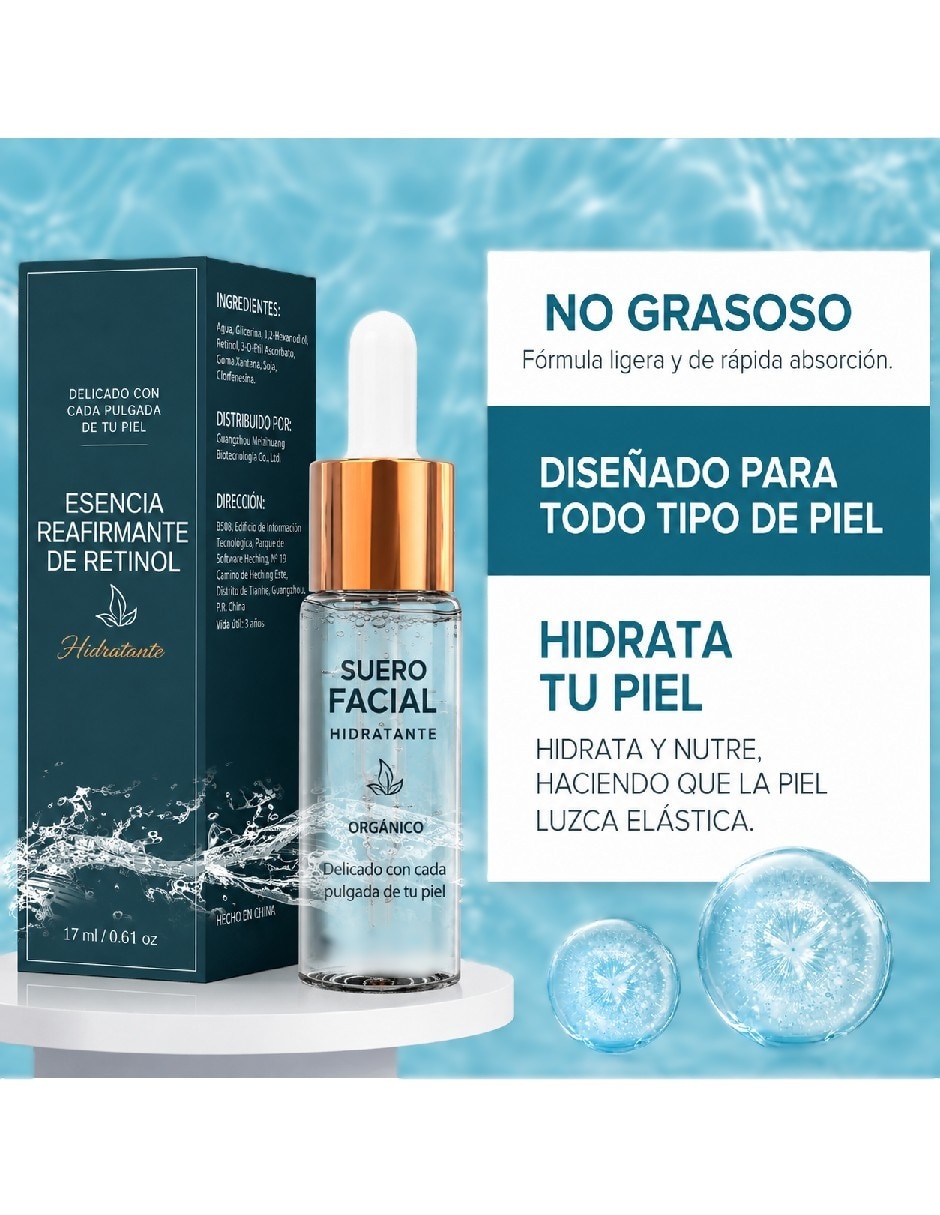 Sérum reafirmante facial antiedad con retinol todo tipo piel 3