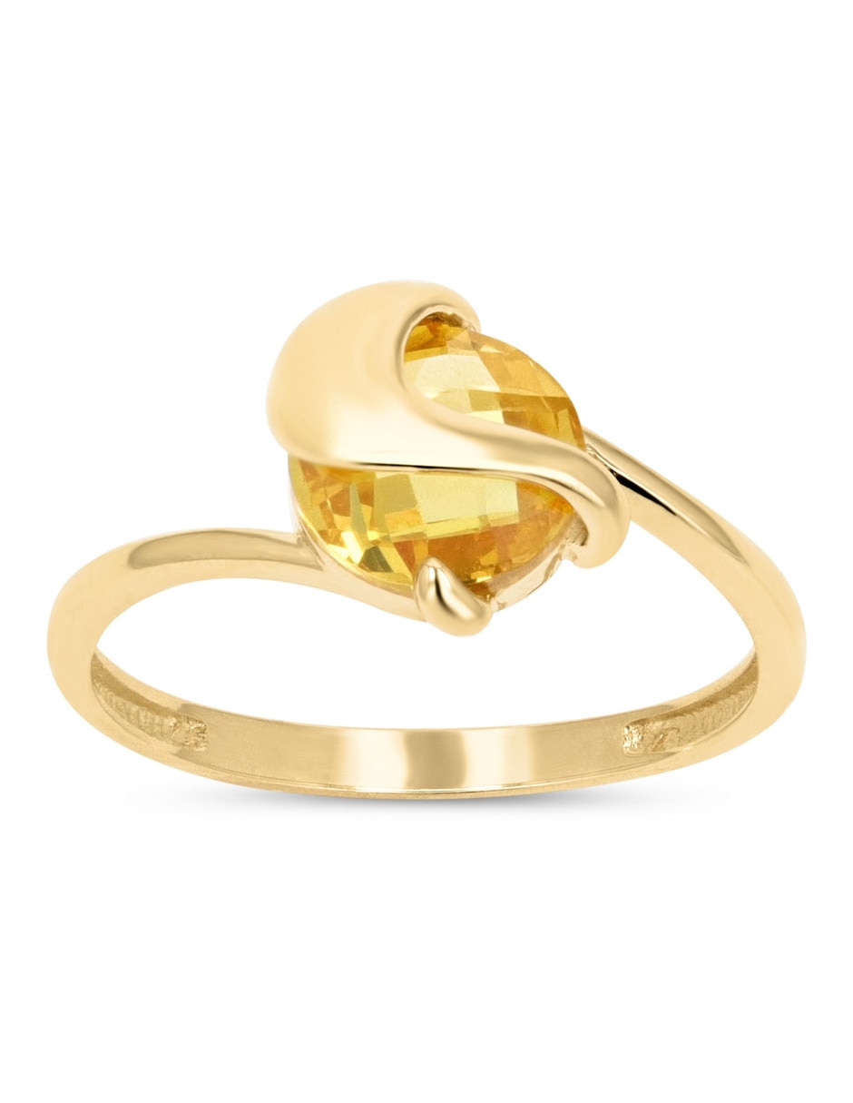 Anillo 14 k de oro amarillo zirconia brillante Anillo 14 k de oro amarillo zirconia brillante