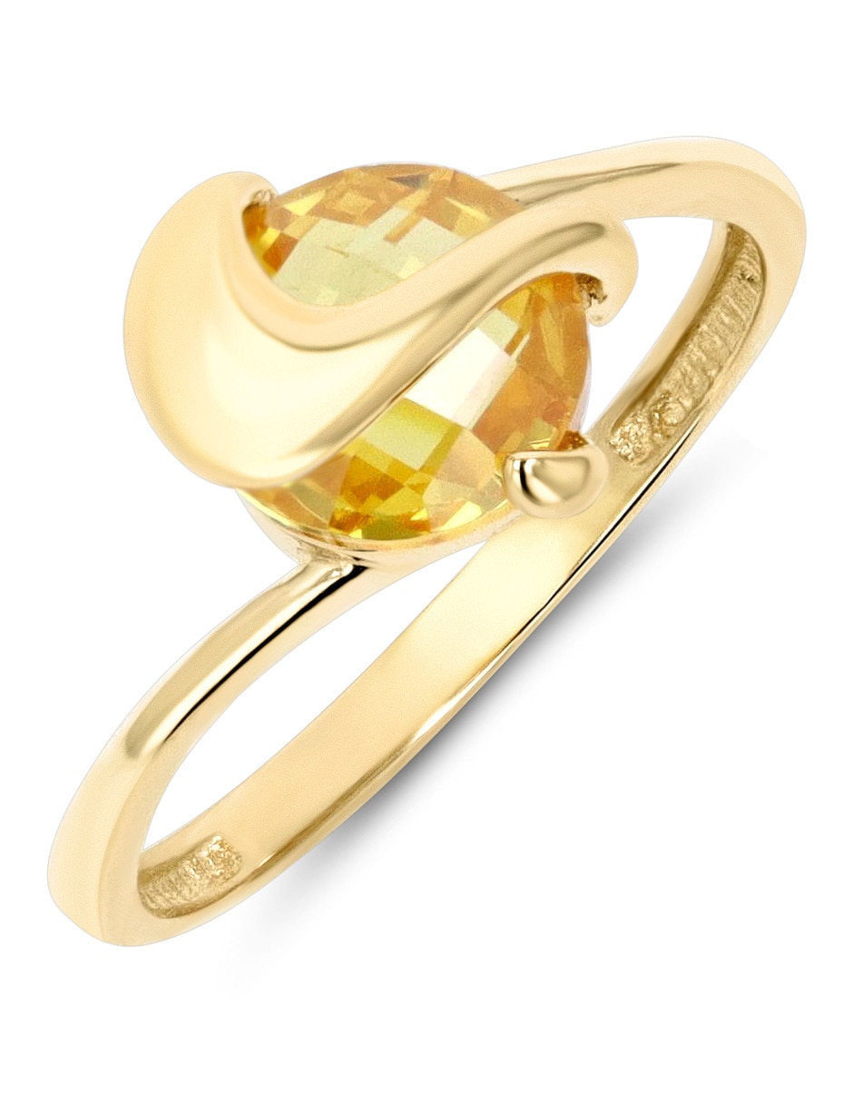 Anillo 14 k de oro amarillo zirconia brillante 5