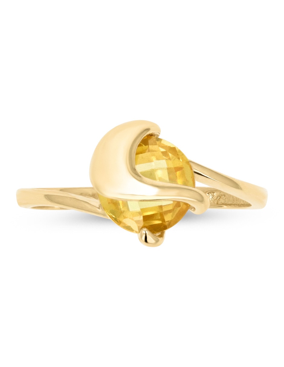 Anillo 14 k de oro amarillo zirconia brillante 4