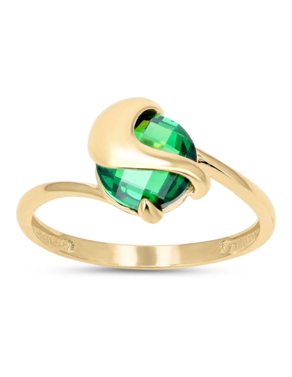 Anillo 14 k de oro amarillo zirconia brillante