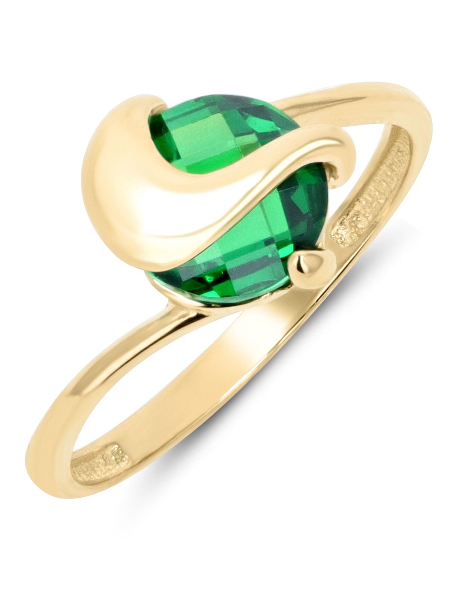 Anillo 14 k de oro amarillo zirconia brillante 5