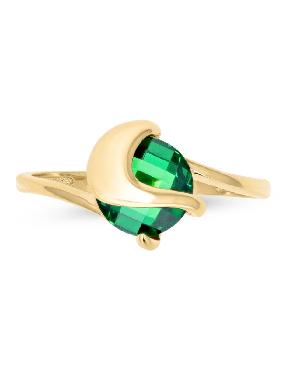 Anillo 14 k de oro amarillo zirconia brillante 4