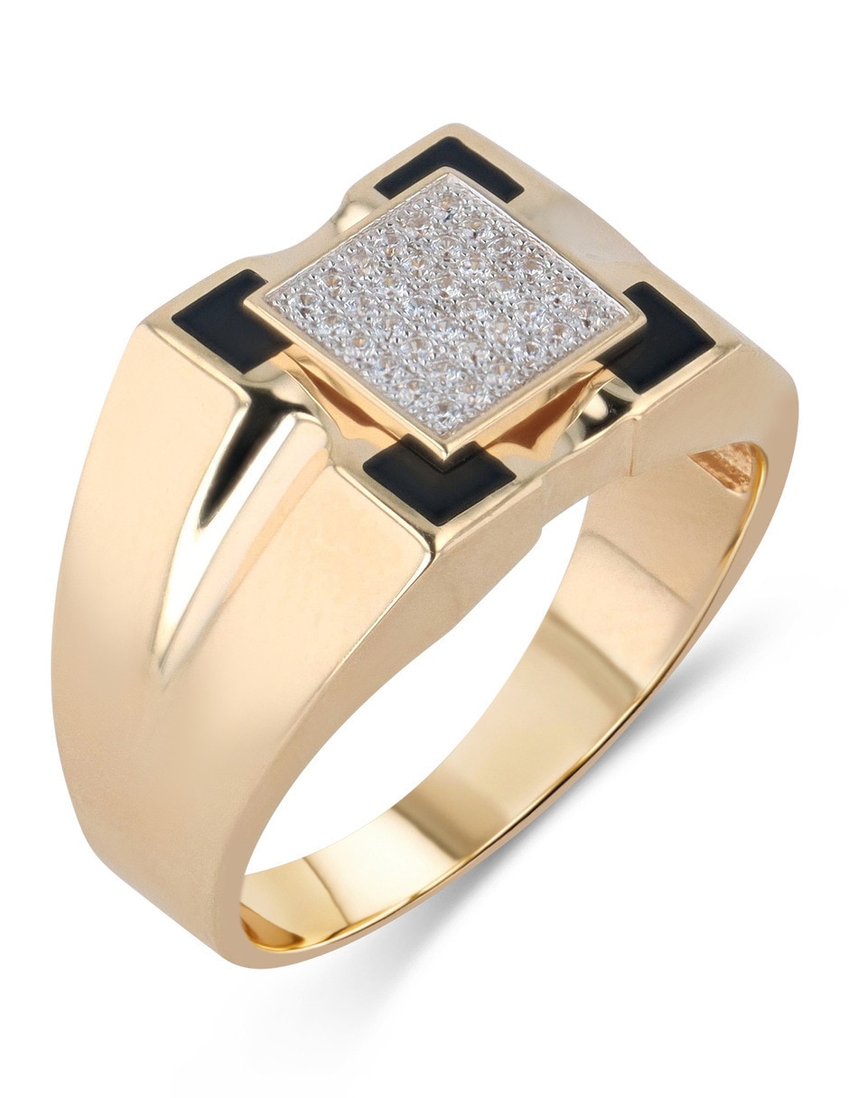 Anillo 14 k de oro amarillo zirconia brillante 5
