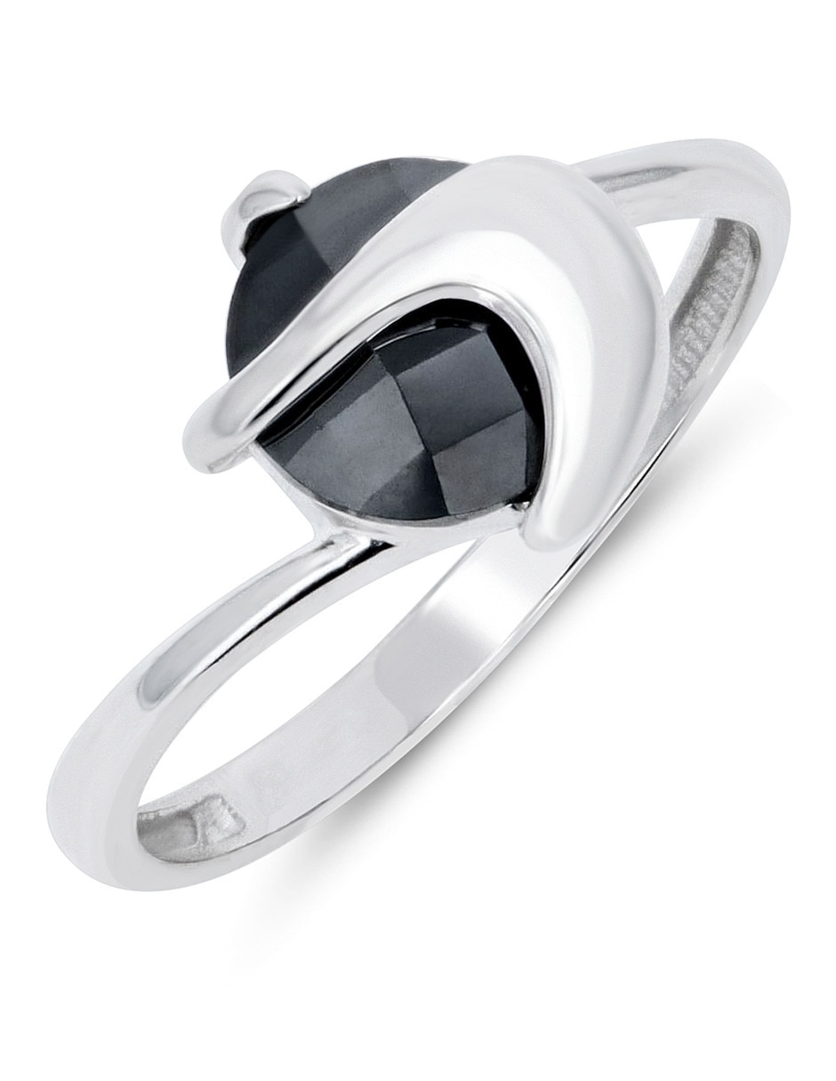 Anillo 14 k de oro blanco zirconia brillante 5