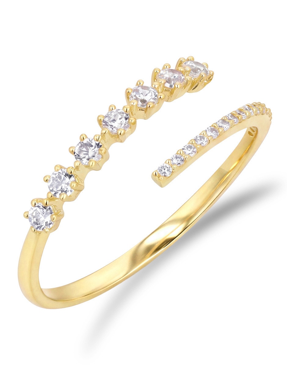 Anillo 14 k de oro amarillo zirconia brillante 5