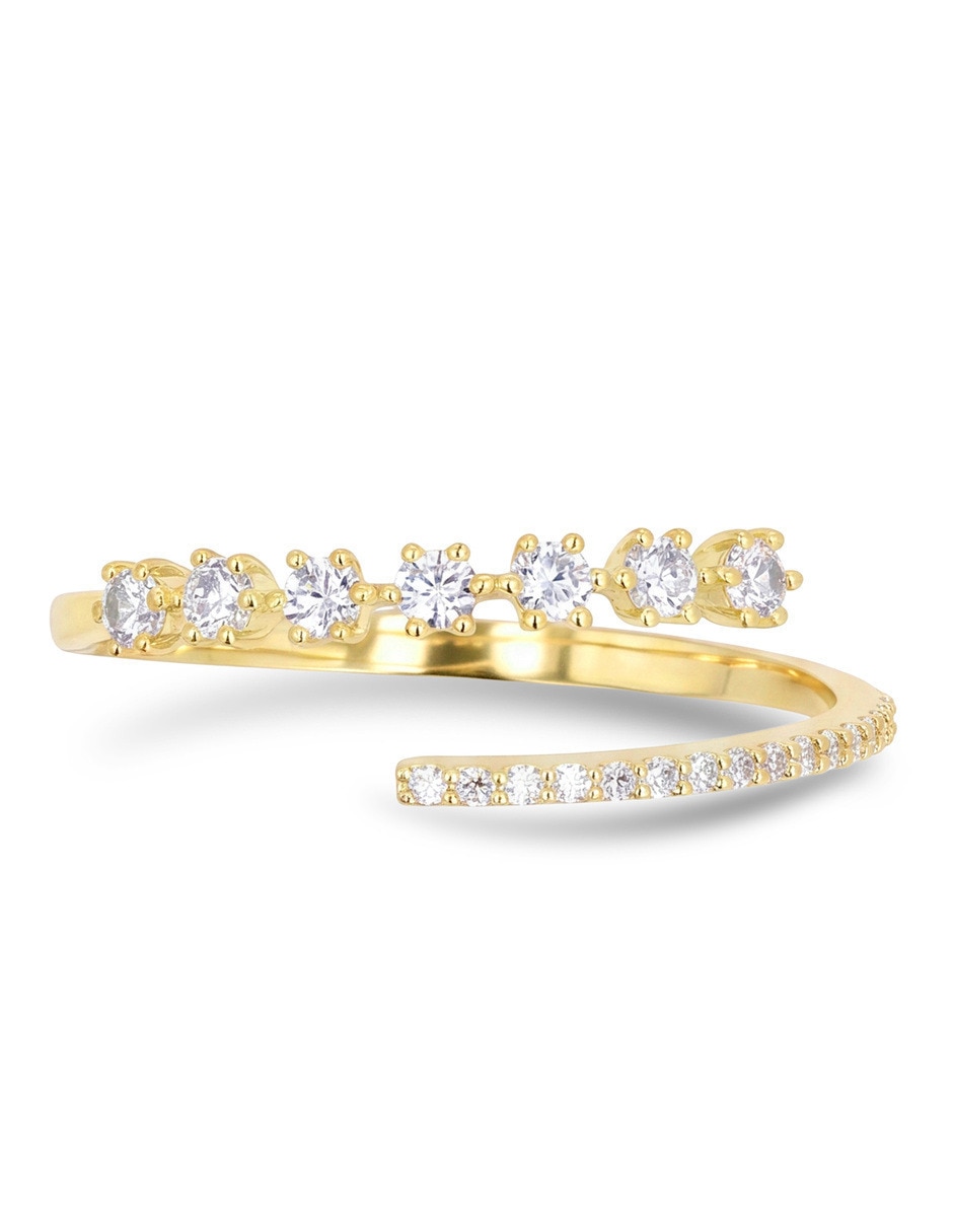 Anillo 14 k de oro amarillo zirconia brillante 4