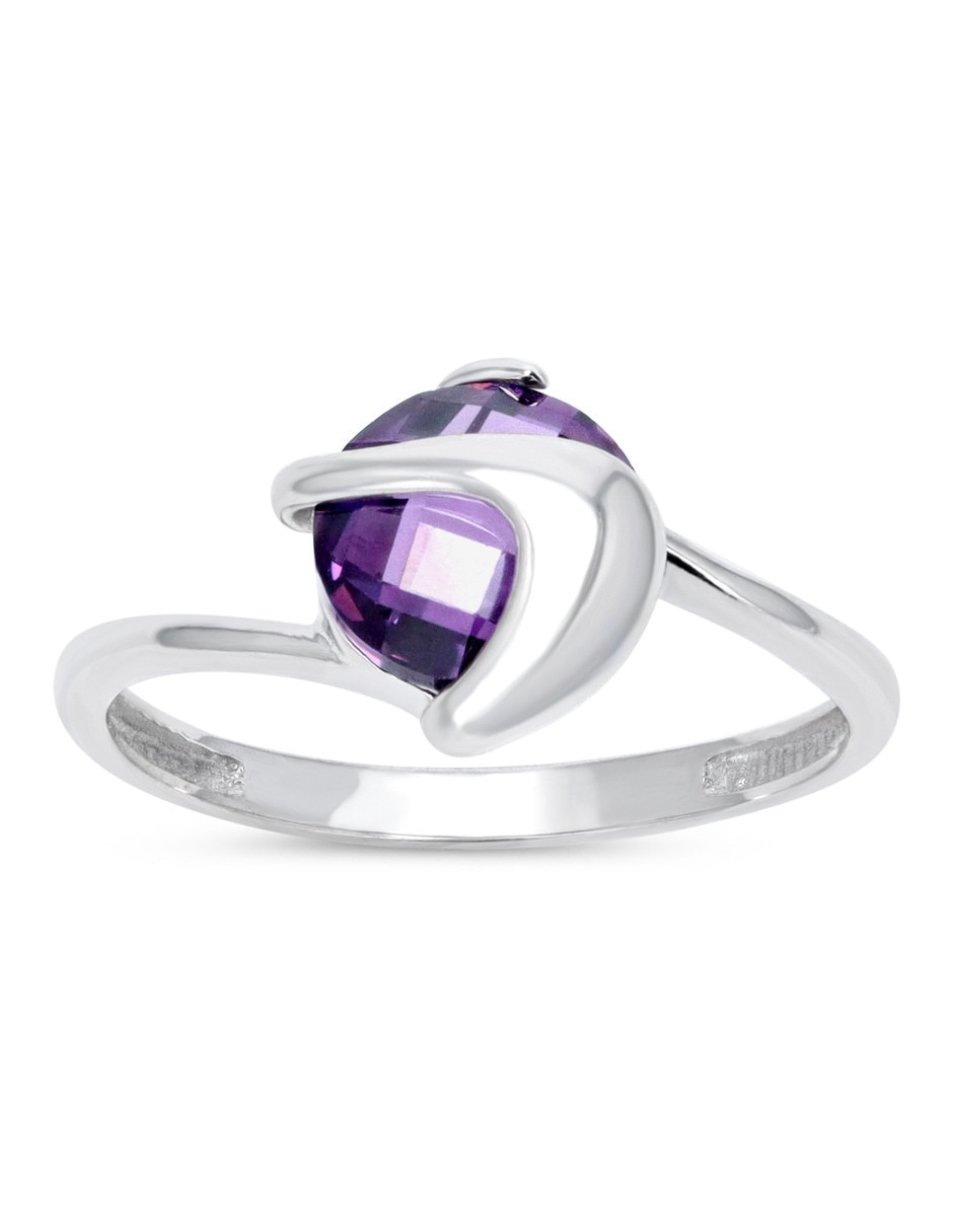 Anillo 14 k de oro blanco zirconia brillante Anillo 14 k de oro blanco zirconia brillante