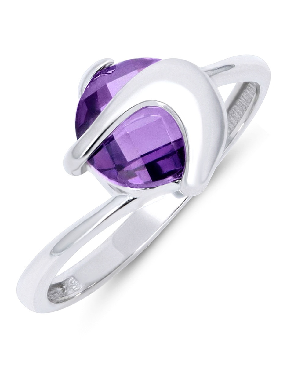Anillo 14 k de oro blanco zirconia brillante 5