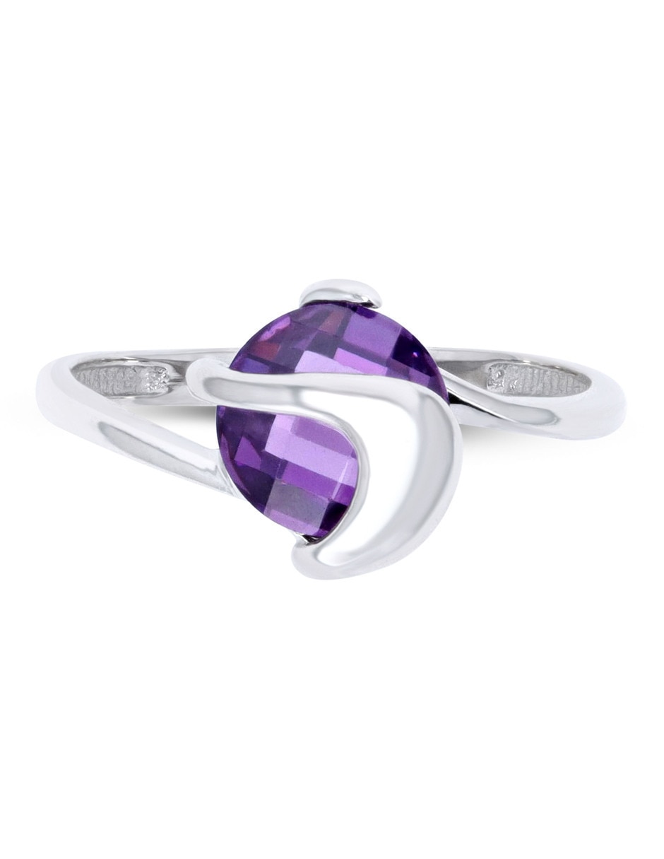 Anillo 14 k de oro blanco zirconia brillante 4