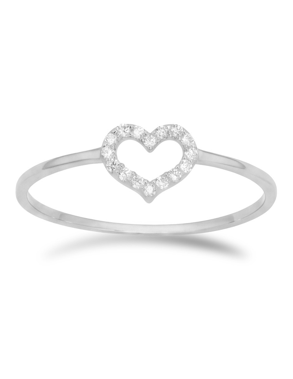 Anillo 14 k de oro blanco zirconia brillante Anillo 14 k de oro blanco zirconia brillante