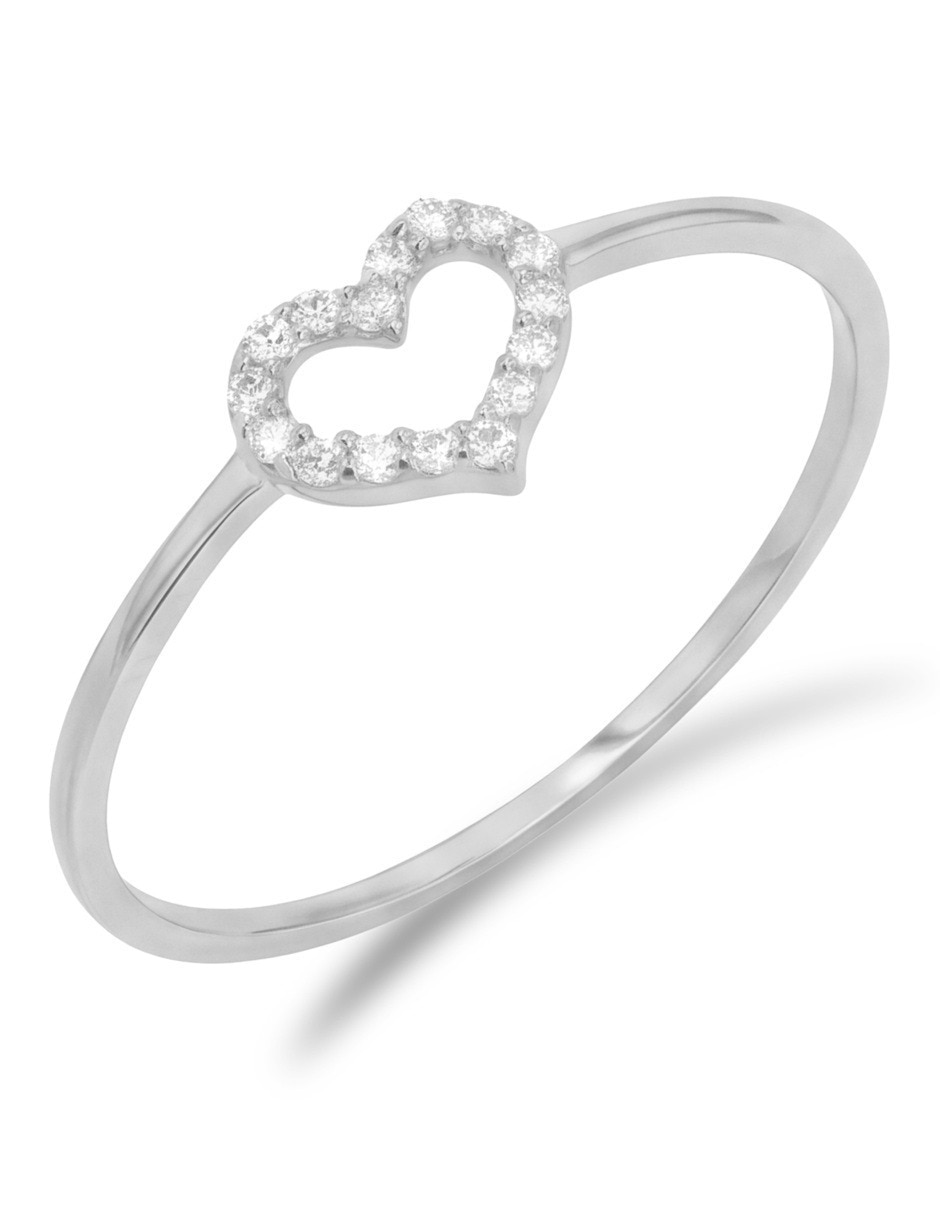 Anillo 14 k de oro blanco zirconia brillante 5