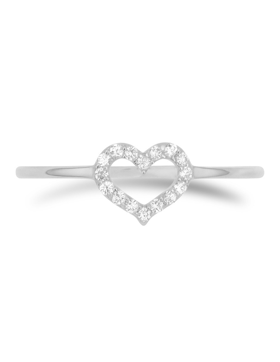 Anillo 14 k de oro blanco zirconia brillante 4