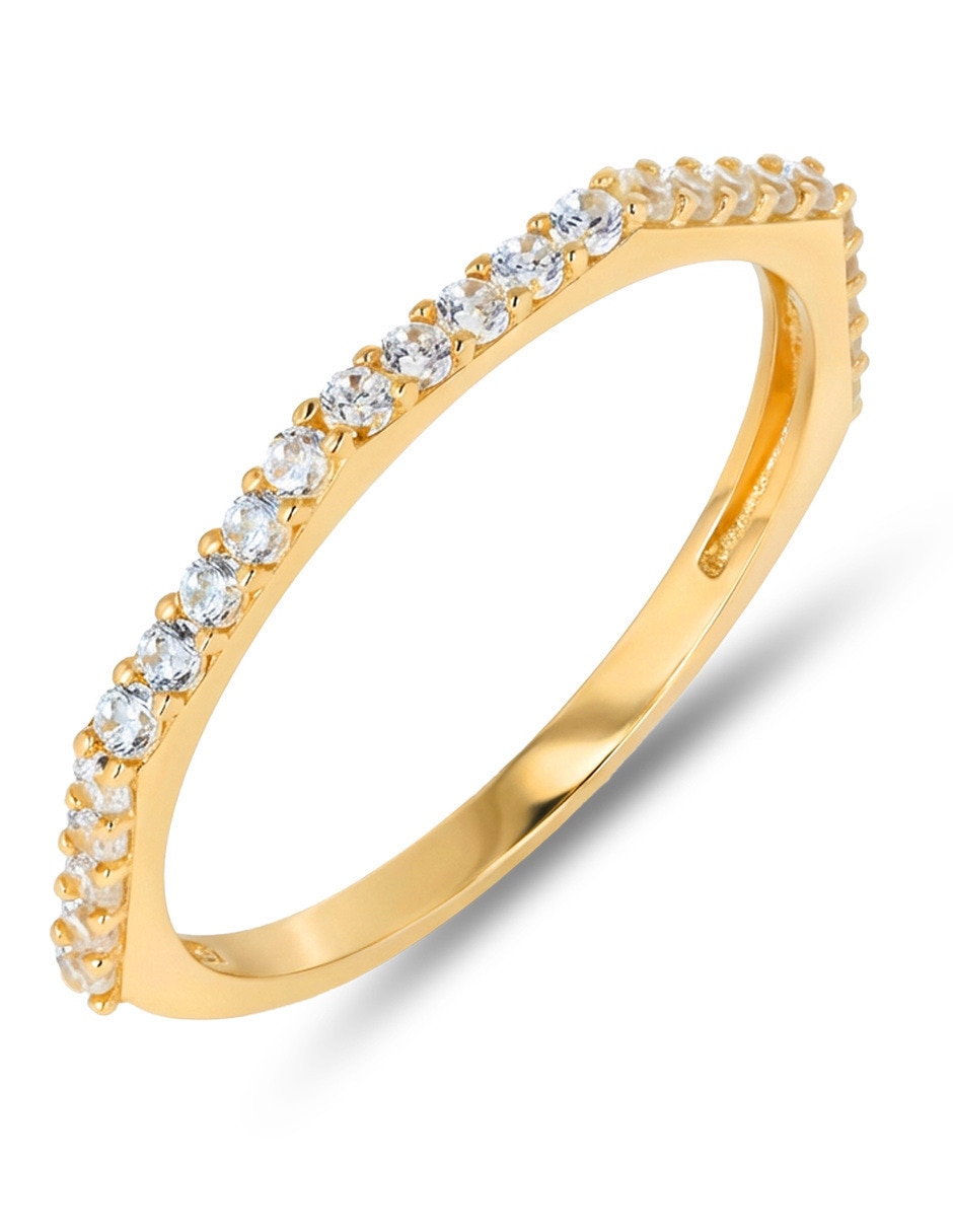 Anillo 14 k de oro amarillo zirconia brillante 5
