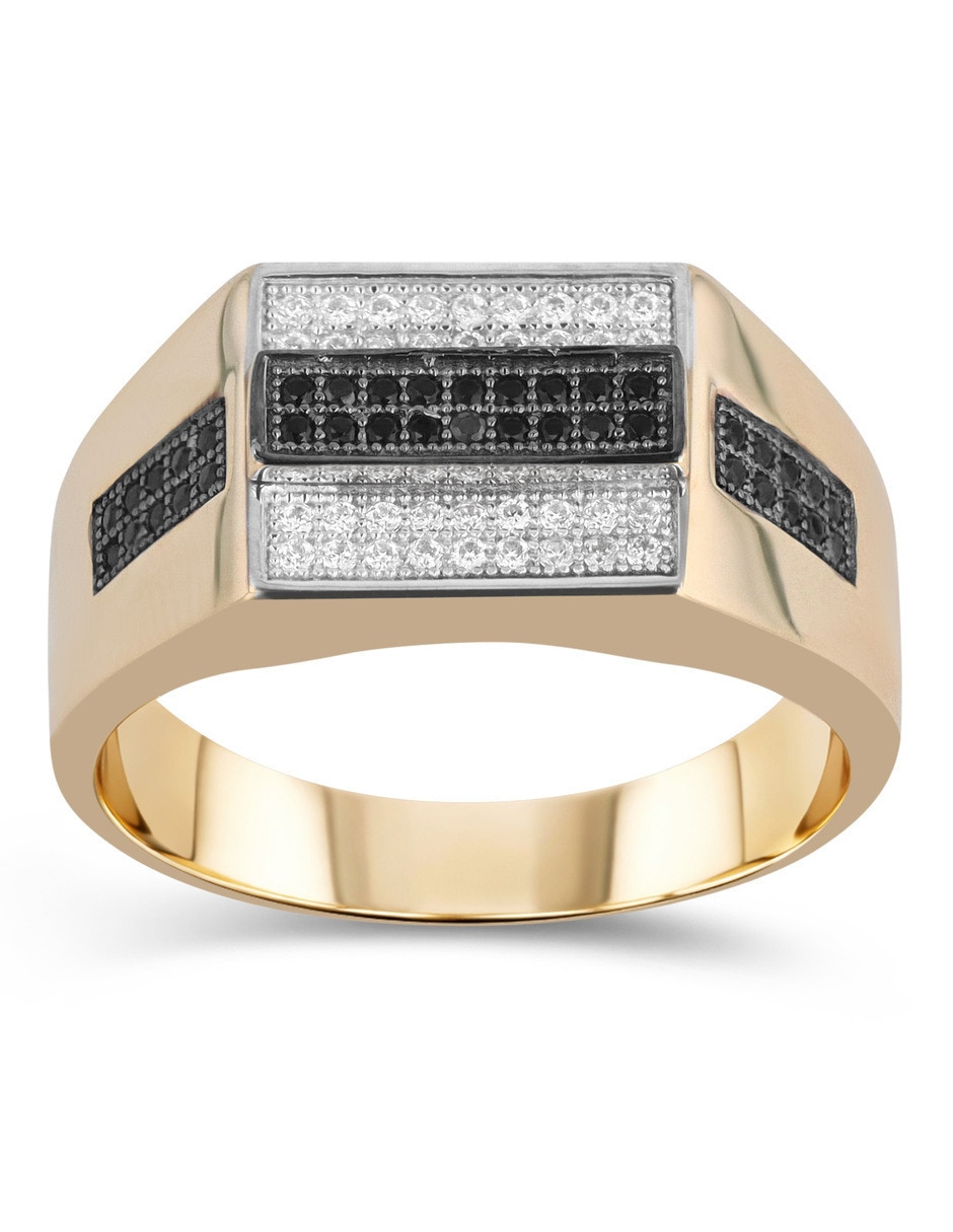 Anillo 14 k de oro amarillo zirconia brillante
