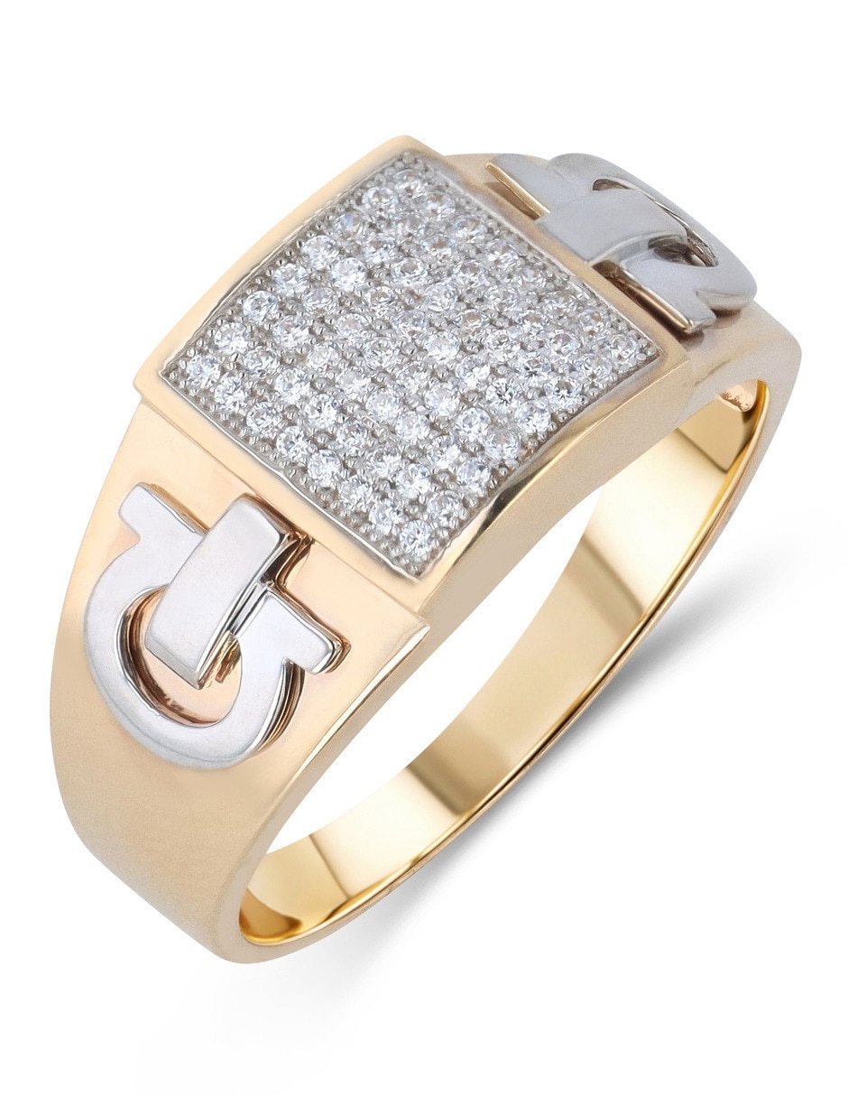 Anillo 14 k de oro amarillo zirconia brillante 5
