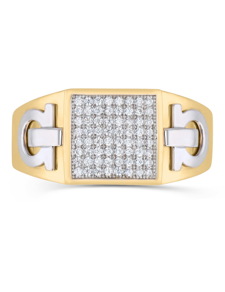 Anillo 14 k de oro amarillo zirconia brillante 4